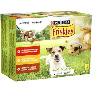 Friskies Adult s hovězím, kuřetem a jehněčím ve šťávě 12 x 100 g (7613035343627)