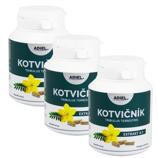 ADIEL Kotvičník zemní Tribulus terrestris 90 kapslí 3 balení: 3x90 kapslí