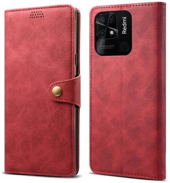 Mobiltelefon tok Lenuo Leather Flip tok a Xiaomi Redmi 10C készülékhez - piros