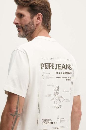 Bavlněné tričko Pepe Jeans AUSTIN bílá barva, s potiskem, PM509631