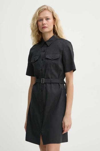 Ľanové šaty Theory tmavomodrá farba, mini, áčkový strih, P0303609