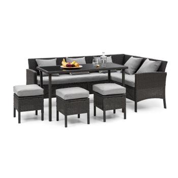 Blumfeldt Titania Dining Lounge set zahradní sedací souprava, černá / světle šedá