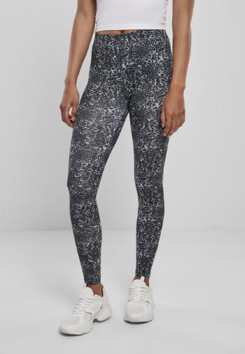 Urban Classics Ladies AOP Leggings black/white - 5XL