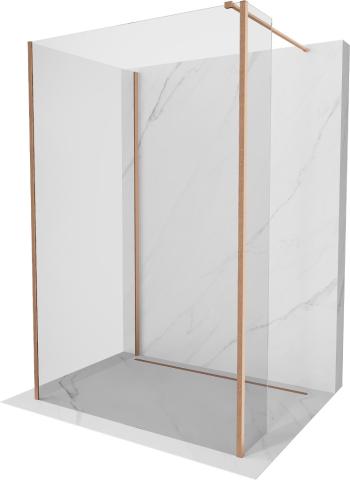 MEXEN/S Kioto Sprchová zástěna WALK-IN 125 x 95 x 30 cm, transparent, měď kartáčovaná 800-125-095-221-65-00-030