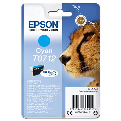 EPSON T0712 (C13T07124012) - originální cartridge, azurová, 5,5ml