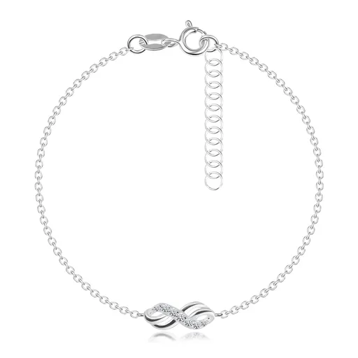 Náramek ze stříbra 925 - dvojitý symbol nekonečna se zirkonem