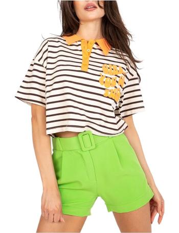 Hnědo-žlutý polo crop top "girl&hellip; you got this" vel. ONE SIZE