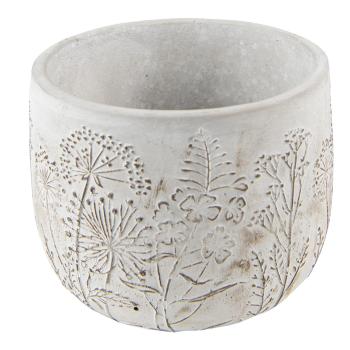 Šedý cementový obal na květináč s lučními květy Wildflowers S - Ø14*11 cm 6TE0403S