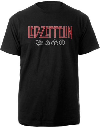 Led Zeppelin Tričko Logo & Symbols Unisex Black M