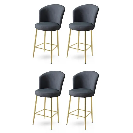 Bar Stool Set (4 Pieces) Alte - Anthracite, Gold