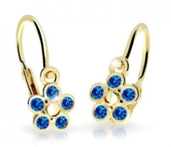 Cutie Jewellery Dětské kytičkové náušnice ze žlutého zlata C2744-10-X-1 modrá
