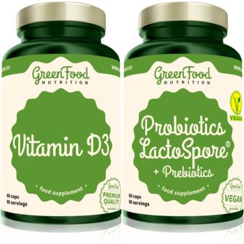 GreenFood Nutrition Probiotics Lactospore® with Prebiotics + Vitamin D3 sada pro podporu zažívání