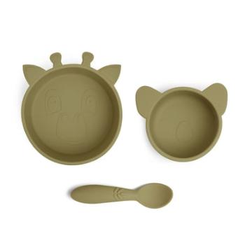 nuuroo Sada nádobí Eddy Giraffe set of 3 Olive Green