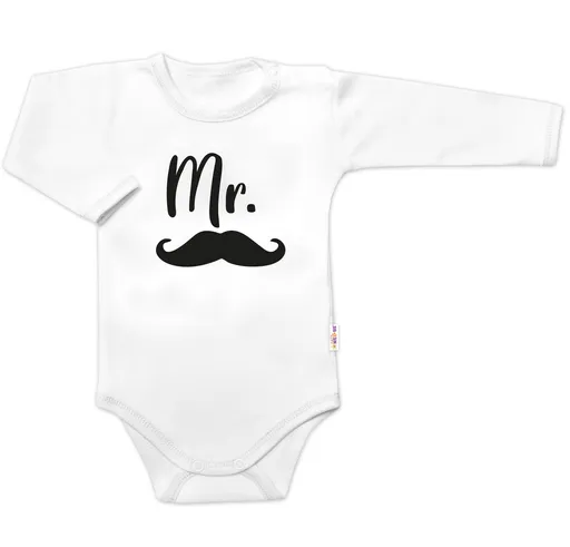 Baby Nellys Body dl. rukáv Mr., bavlna  bílo/černé vel.  62