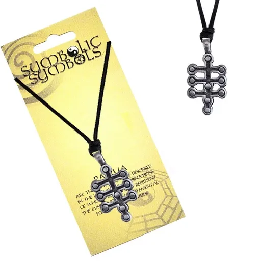 Černá šňůrka na krk a kovový přívěsek - strom života