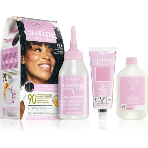 L’Oréal Paris Casting Creme Natural Gloss semipermanentní barva na vlasy odstín 123 BLACK GANACHE 1 ks