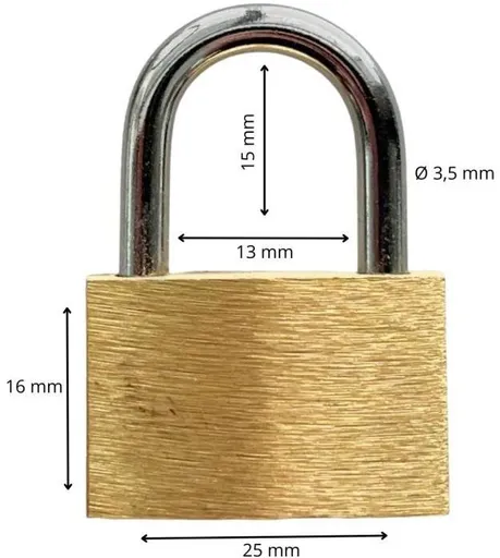 Zámek visací mosazný, 25 mm (123025)