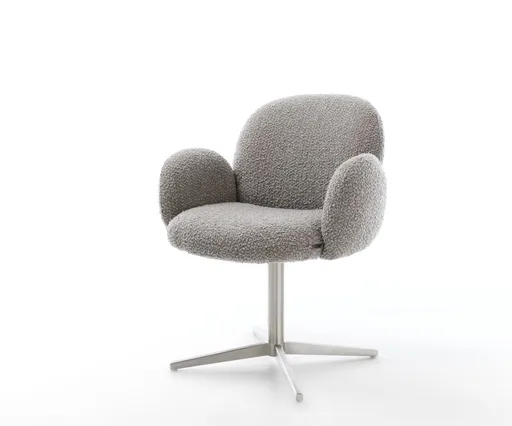 Jídelní židle Nube-Flex s područkami bouclé stříbrnošedá podnož