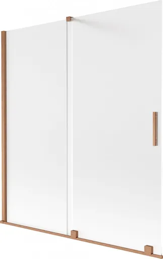 MEXEN/S Velar dvoukřídlá posuvná vanová zástěna 150 x 150, dekor, měď kartáčovaná 896-150-000-31-65