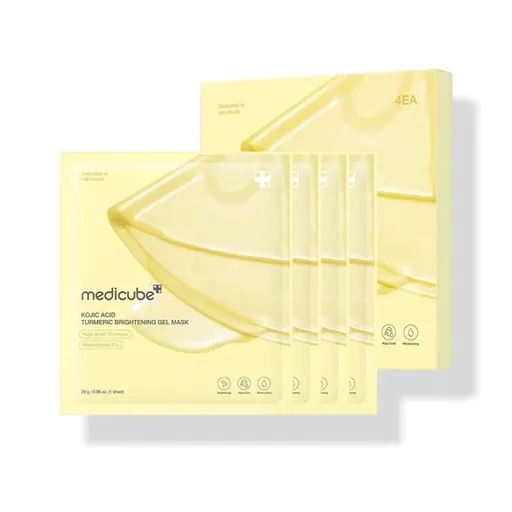 Medicube Sada gelových pleťových masek proti pigmentovým skvrnám Kojic Acid (Turmeric Brightening Gel Mask) 4 x 28 g
