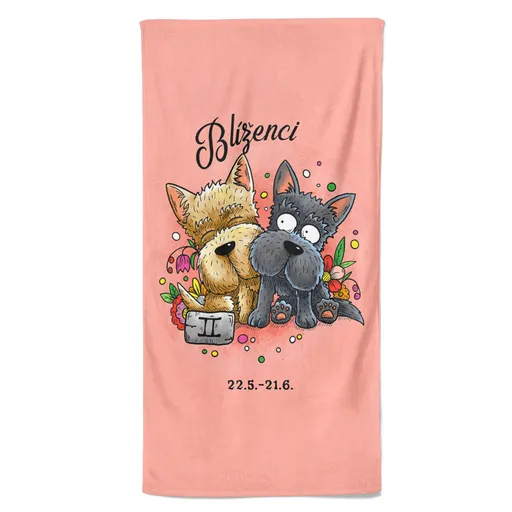 Osuška Psí znamení – blíženci (Velikost osušky: 70x140cm)