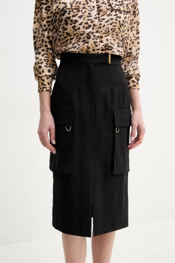 Sukňa s prímesou vlny Marciano Guess IRINA čierna farba, midi, puzdrová, 5GGD04 7294A