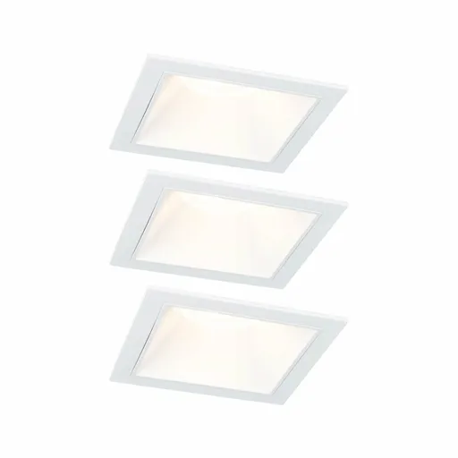 PAULMANN LED vestavné svítidlo 3-krokové-stmívatelné Cole Coin základní sada IP44 hranaté 88x88mm Coin 3x6W 230V stmívatelné 2700K bílá