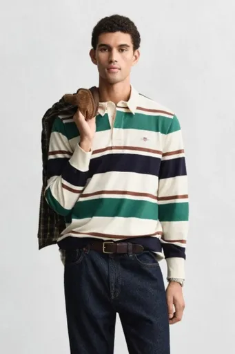 POLOKOŠILE GANT STRIPED HEAVY RUGGER CREAM