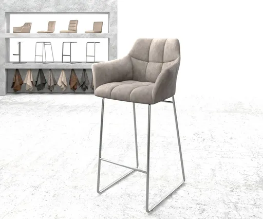 Barová židle Yulo-Flex vintage taupe tenká podnož nerezová ocel