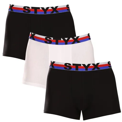 Styx 3PACK pánské boxerky sportovní guma vícebarevné trikolóra (3G19001) L