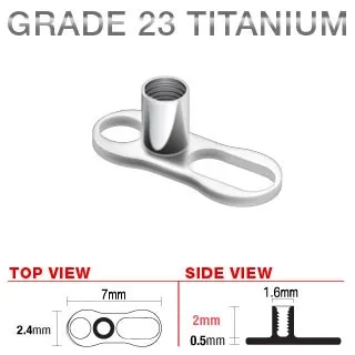 Podkožní titanový implantát microdermal, 2 dírky, 2 mm