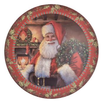 Vánoční plastový kulatý servírovací podnos/talíř Santa Claus - Ø 40*1 cm 65753