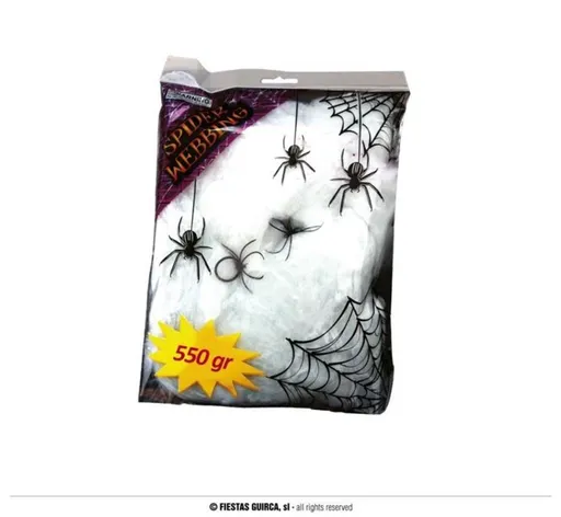 Pavučina bílá 550g + 4 pavouci - Halloween - GUIRCA