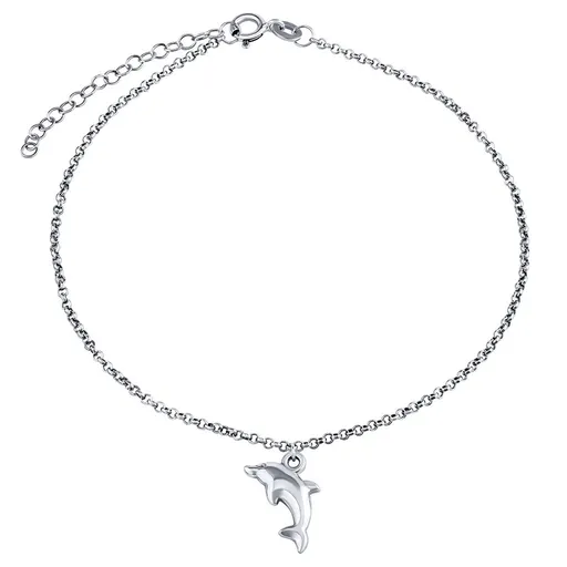 Silvego Stříbrný řetízek na nohu s delfínem ZT151095VSW