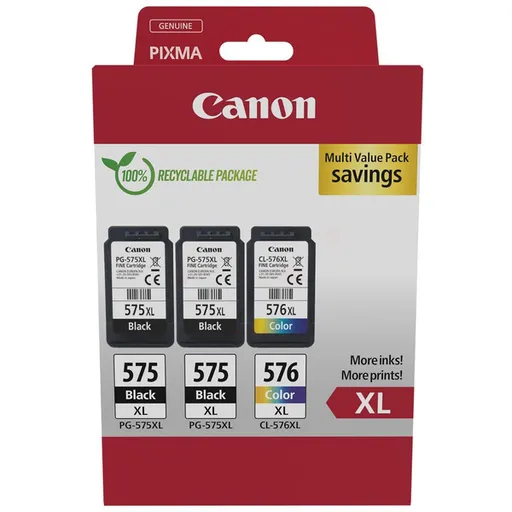CANON PG-575-XL - originální cartridge, černá + barevná, 2x400/1x300