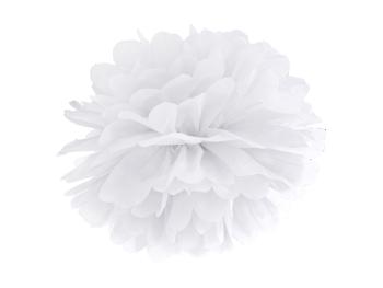 PartyDeco Pompom ve tvaru bílého květu 35 cm