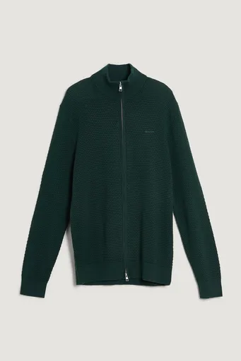 KARDIGÁN GANT TEXTURED COTTON MERINO CARDIGAN TARTAN GREEN