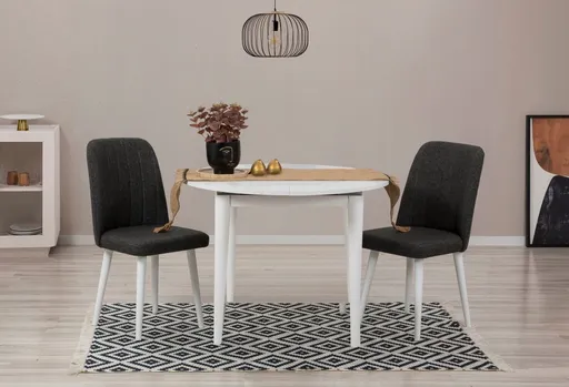 Jídelní set s rozkládacím stolem a židlemi (3 kusy) Vina 1053 - White, Anthracite