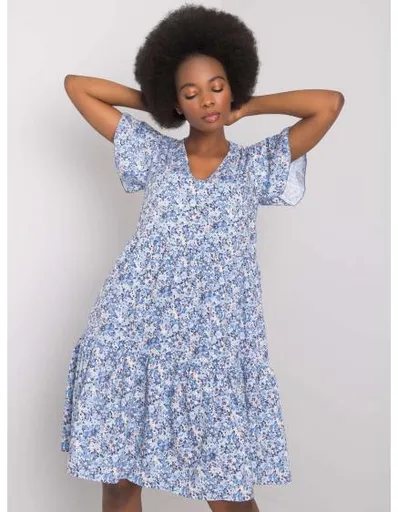 Dámské šaty s volánem Genevieve RUE PARIS modré