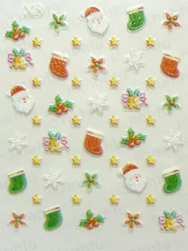 Samolepky na nehty 3D - vánoční V3