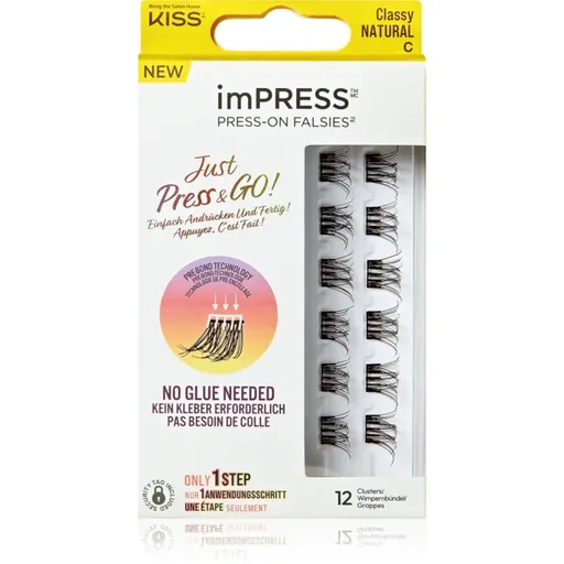 KISS imPRESS Just Press & GO ! trsové nalepovací řasy bez uzlíku Classy Natural 12 ks