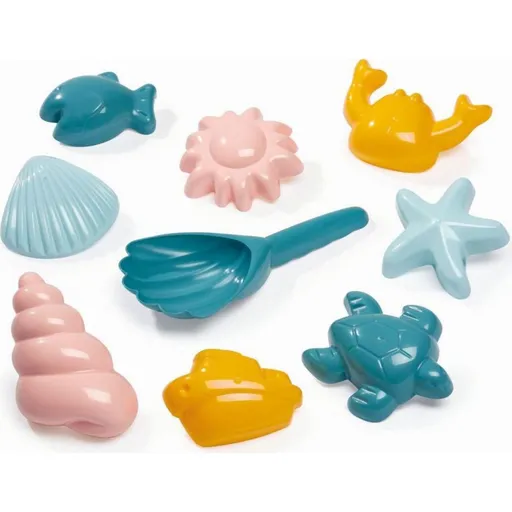 Ecoiffier Lopatka ve tvaru mušle a 8 formiček na písek