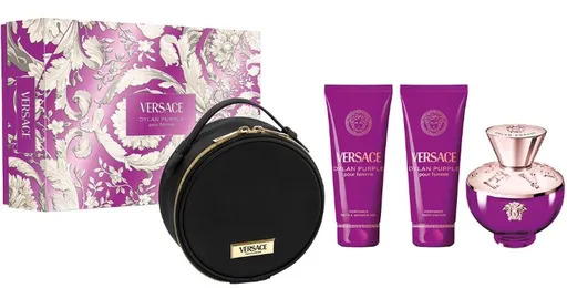 Versace Dylan Purple - EDP 100 ml + tělové mléko 100 ml + sprchový gel 100 ml + kosmetická taštička (černá)
