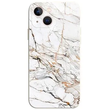 TopQ Kryt iPhone 13 Mramor bílo-oranžový 75350 (Sun-75350)