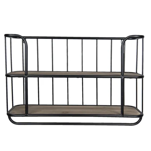 Černá nástěnná police s patinou Zira - 66*20*44 cm 5Y0555