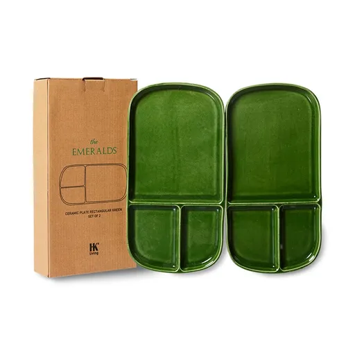 Set 2ks zelený keramický tácek The Emeralds - 27*14*2cm ACE7011