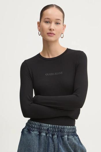 Tričko s dlouhým rukávem Guess Jeans černá barva, W4BP41 J1314