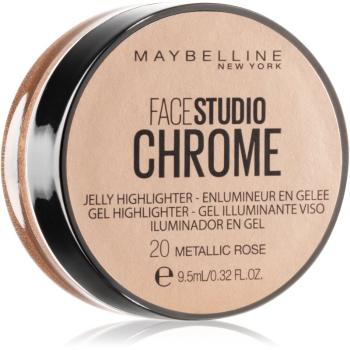 Maybelline Face Studio Chrome Jelly Highlighter gelový rozjasňovač odstín 20 Metallic Rose 9.5 ml