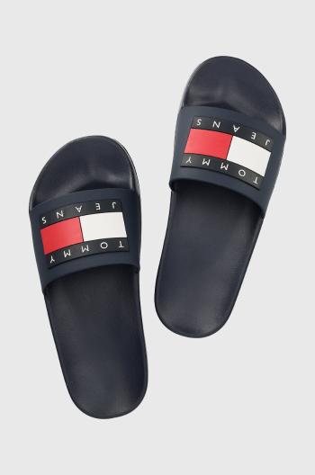 Pantofle Tommy Jeans FLAG POOL SLD ESS SLIDE dámské, tmavomodrá barva, EN0EN02115