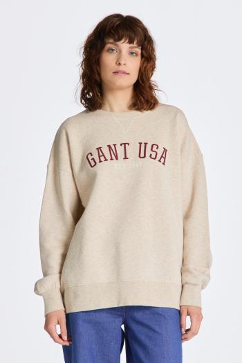 MIKINA GANT OVERSIZED GANT USA C-NECK LIGHT BEIGE MELANGE